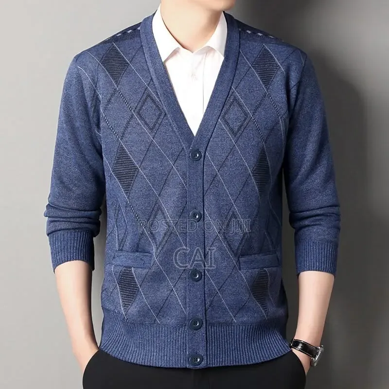 Check-Patterned v-Neck Cardigan Sweater