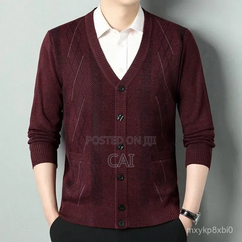 Check-Patterned v-Neck Cardigan Sweater