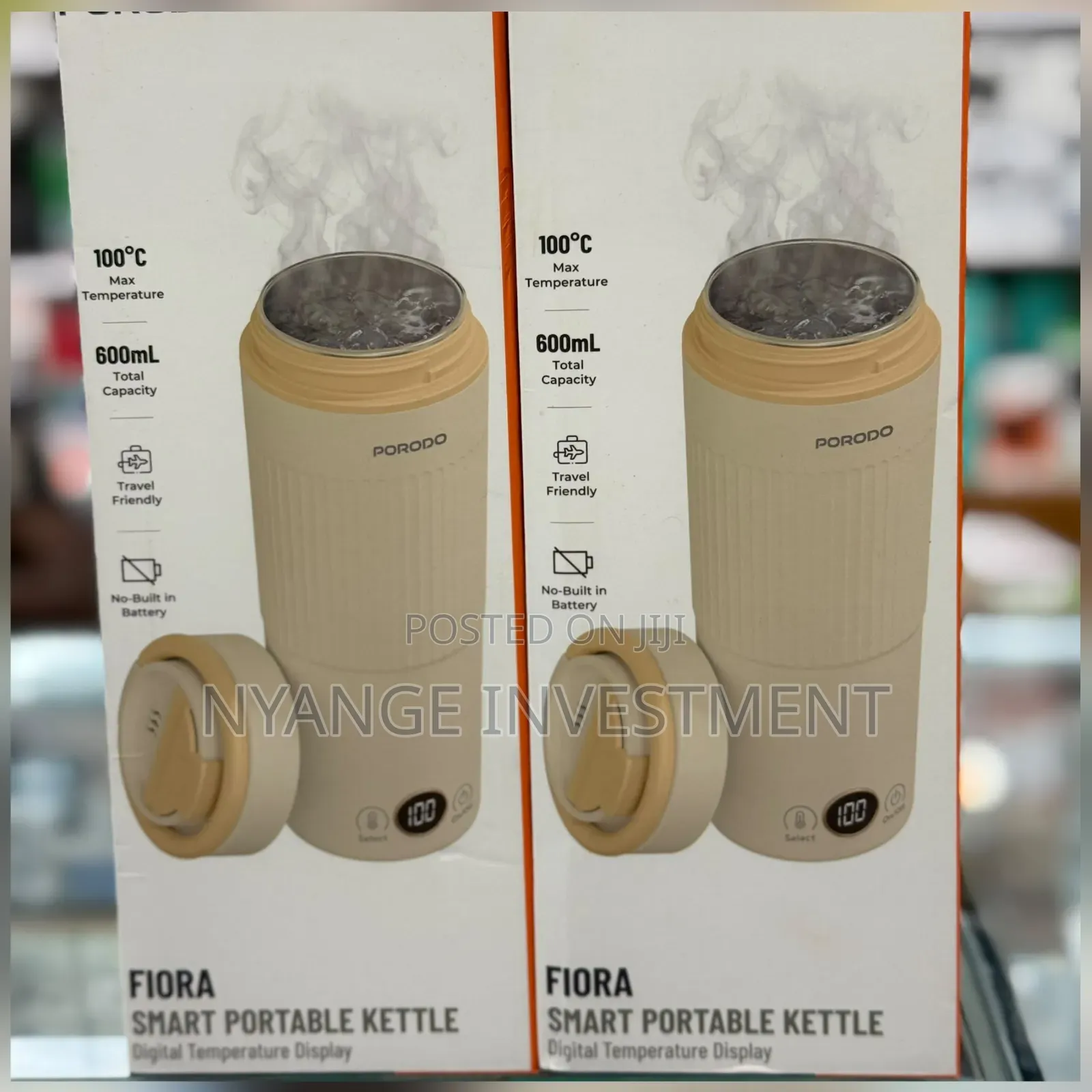 Porodo Flora Smart Portable Kettle, a 600mL Beige Electric Kettle