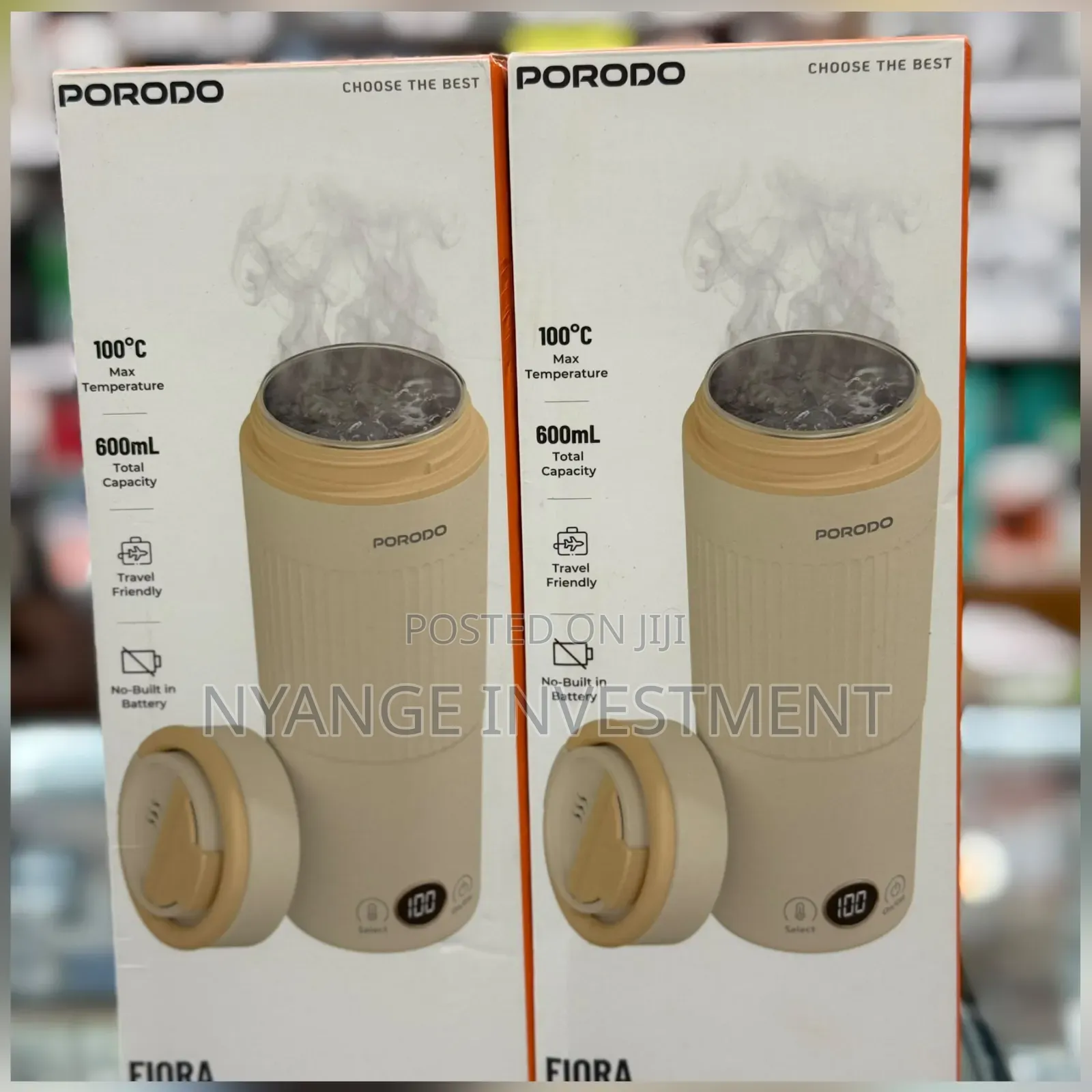 Porodo Flora Smart Portable Kettle, a 600mL Beige Electric Kettle