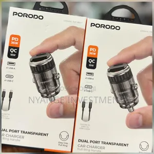 Porodo Dual Port Transparent Car Charger