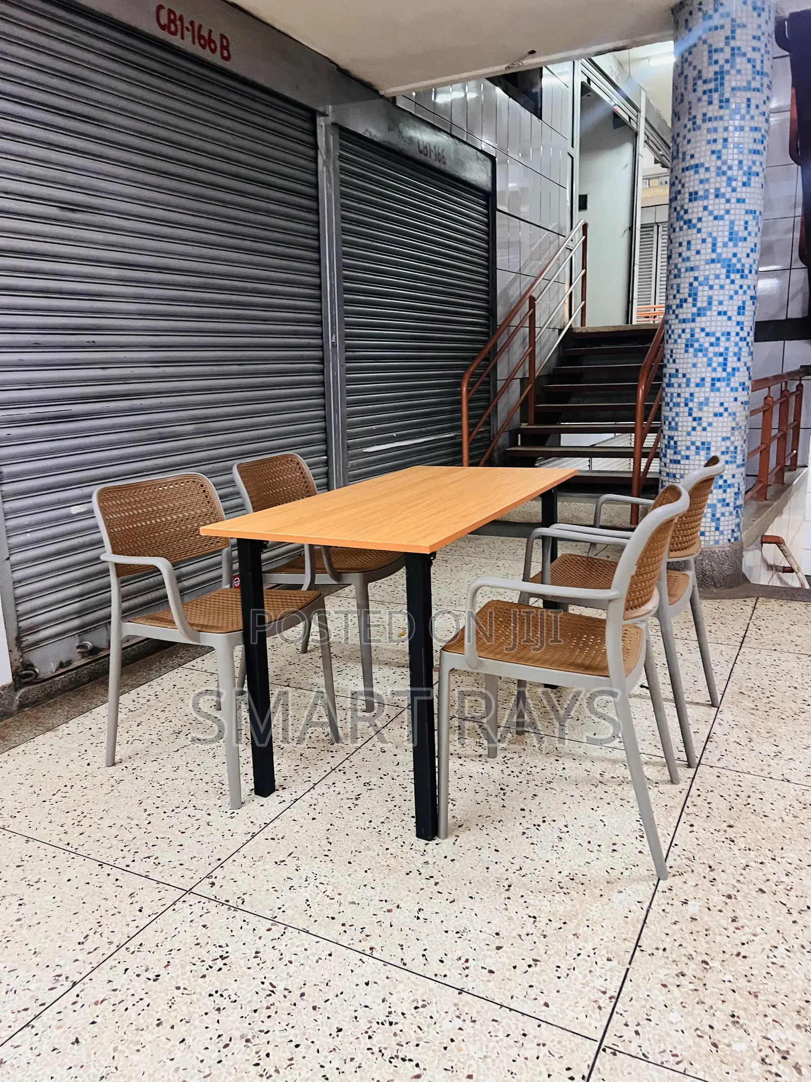 Delux Wooden Foldable Dining Table and Plastic Chairs Set