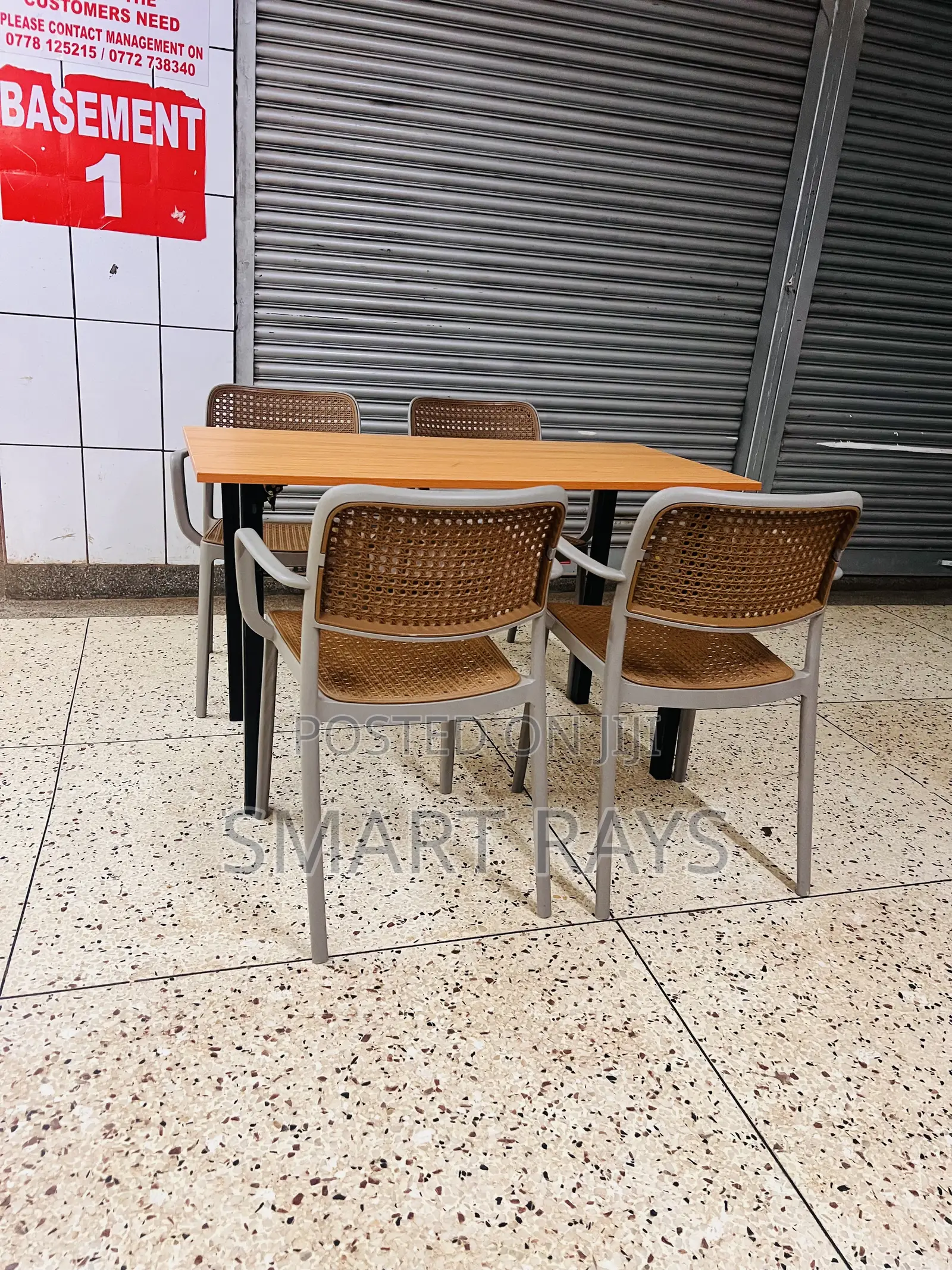 Delux Wooden Foldable Dining Table and Plastic Chairs Set