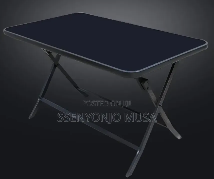 Modern Rectangular Outdoor Glass Dining Table 130 × 75 Cm – Black