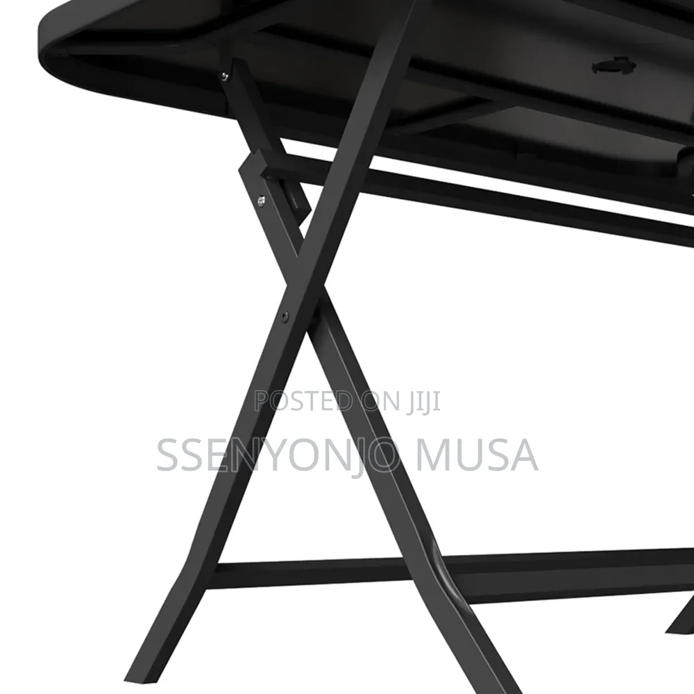 Modern Rectangular Outdoor Glass Dining Table 130 × 75 Cm – Black