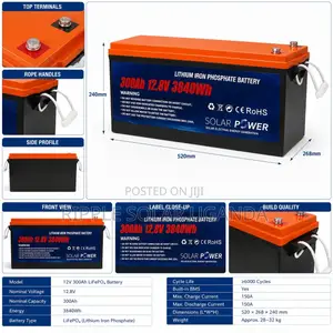 300Ah Deep Cycle Lithium Battery for Solar Systems 12V