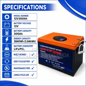 300Ah Deep Cycle Lithium Battery for Solar Systems 12V