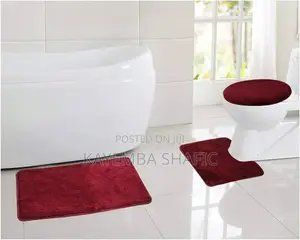 3-Piece Non-Slip Bathroom Rug Set - Plush Velvet Toilet Mats