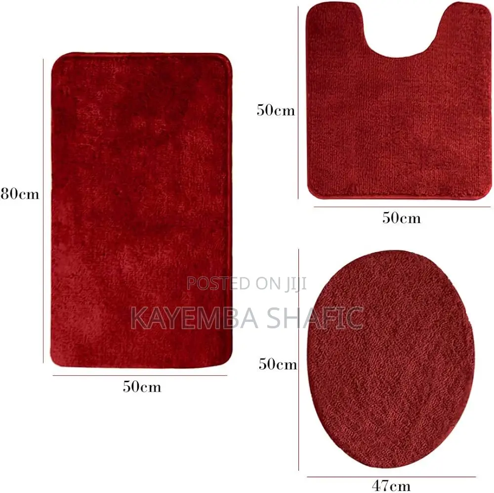 3-Piece Non-Slip Bathroom Rug Set - Plush Velvet Toilet Mats