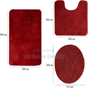 3-Piece Non-Slip Bathroom Rug Set - Plush Velvet Toilet Mats