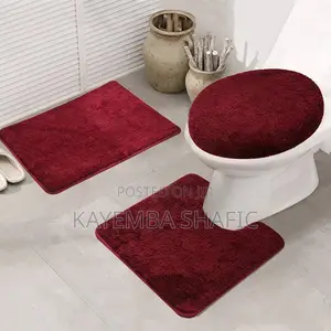 3-Piece Non-Slip Bathroom Rug Set - Plush Velvet Toilet Mats