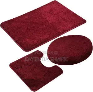 3-Piece Non-Slip Bathroom Rug Set - Plush Velvet Toilet Mats