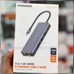 Porodo 9-in-1 USB-C Hub for Laptops and Tablets.