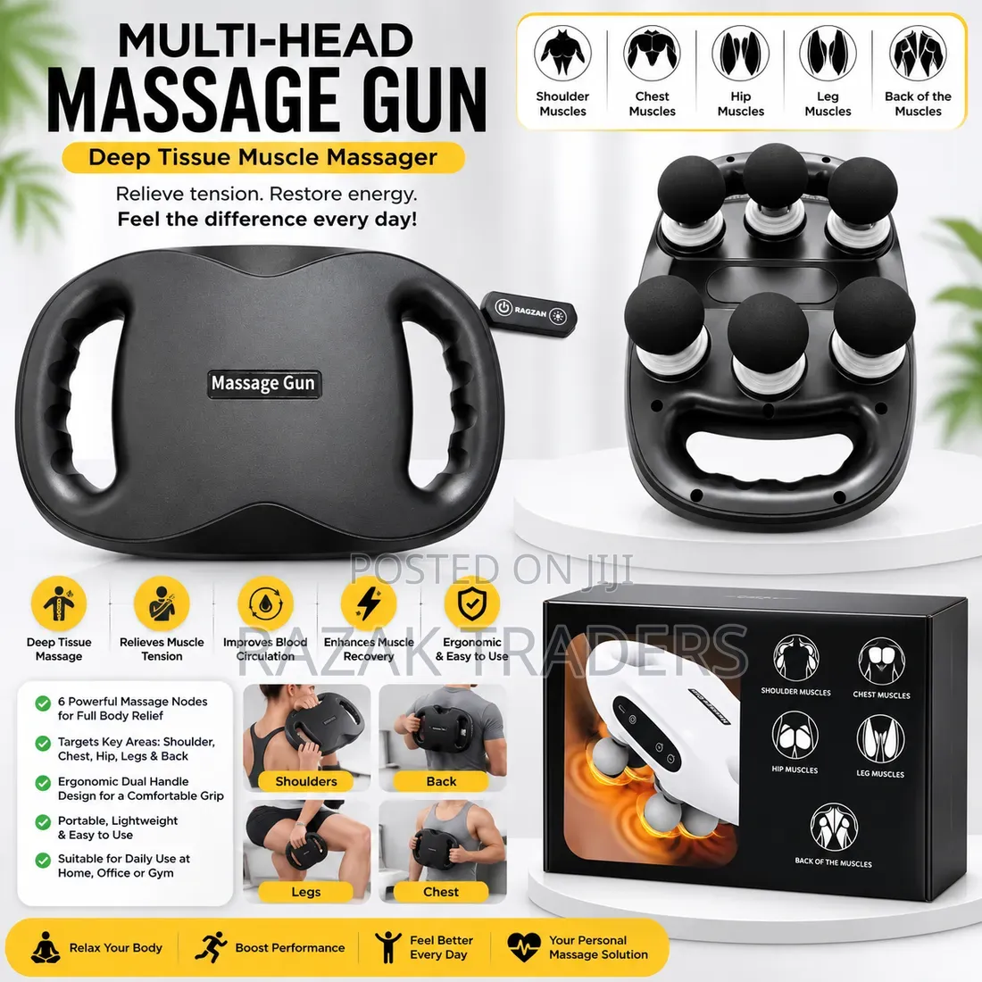 Six Head Fascia Gun- Relax Tired Muscles Support -Workout Recovery