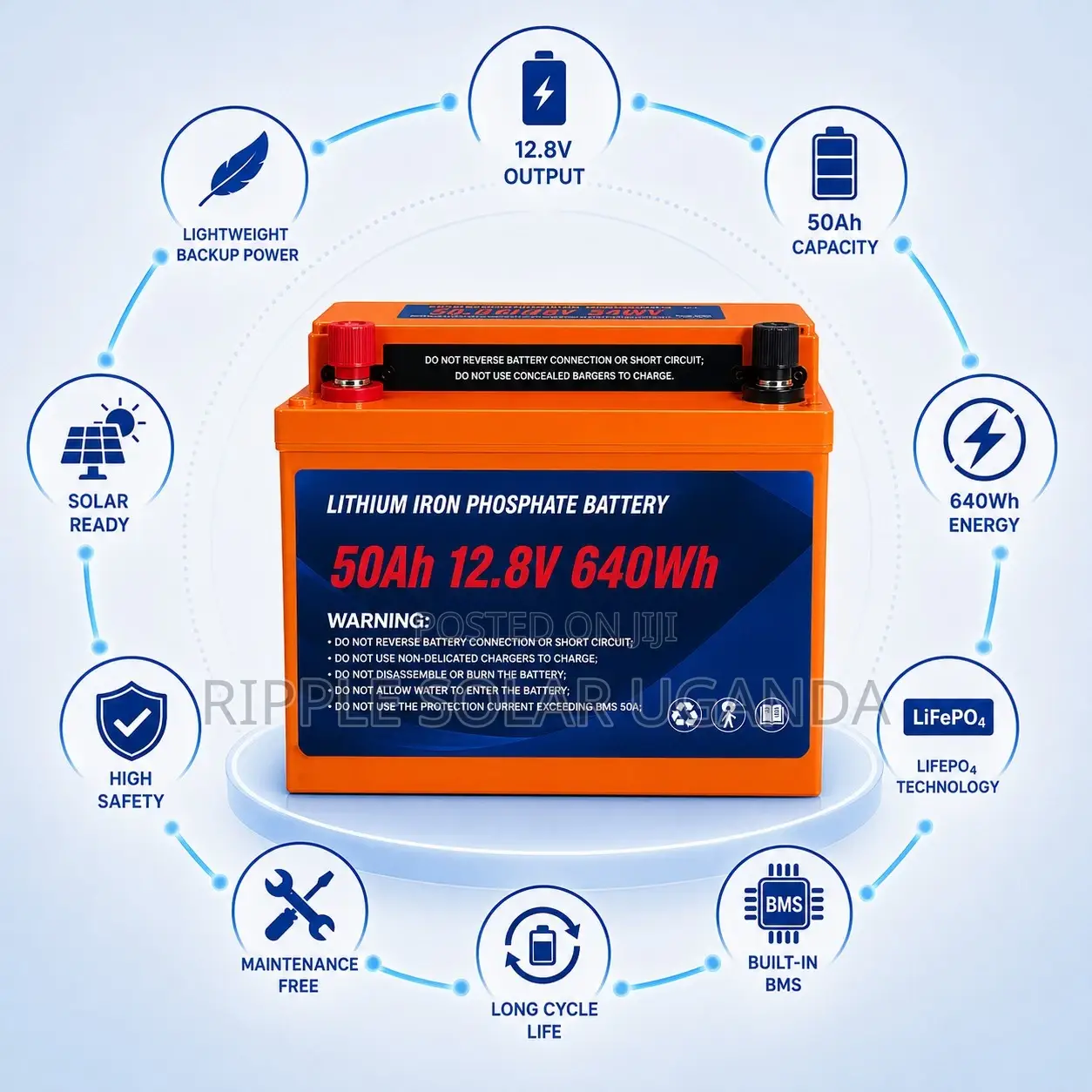 50Ah Lithium Iron Phosphate Battery for Solar Power 12V