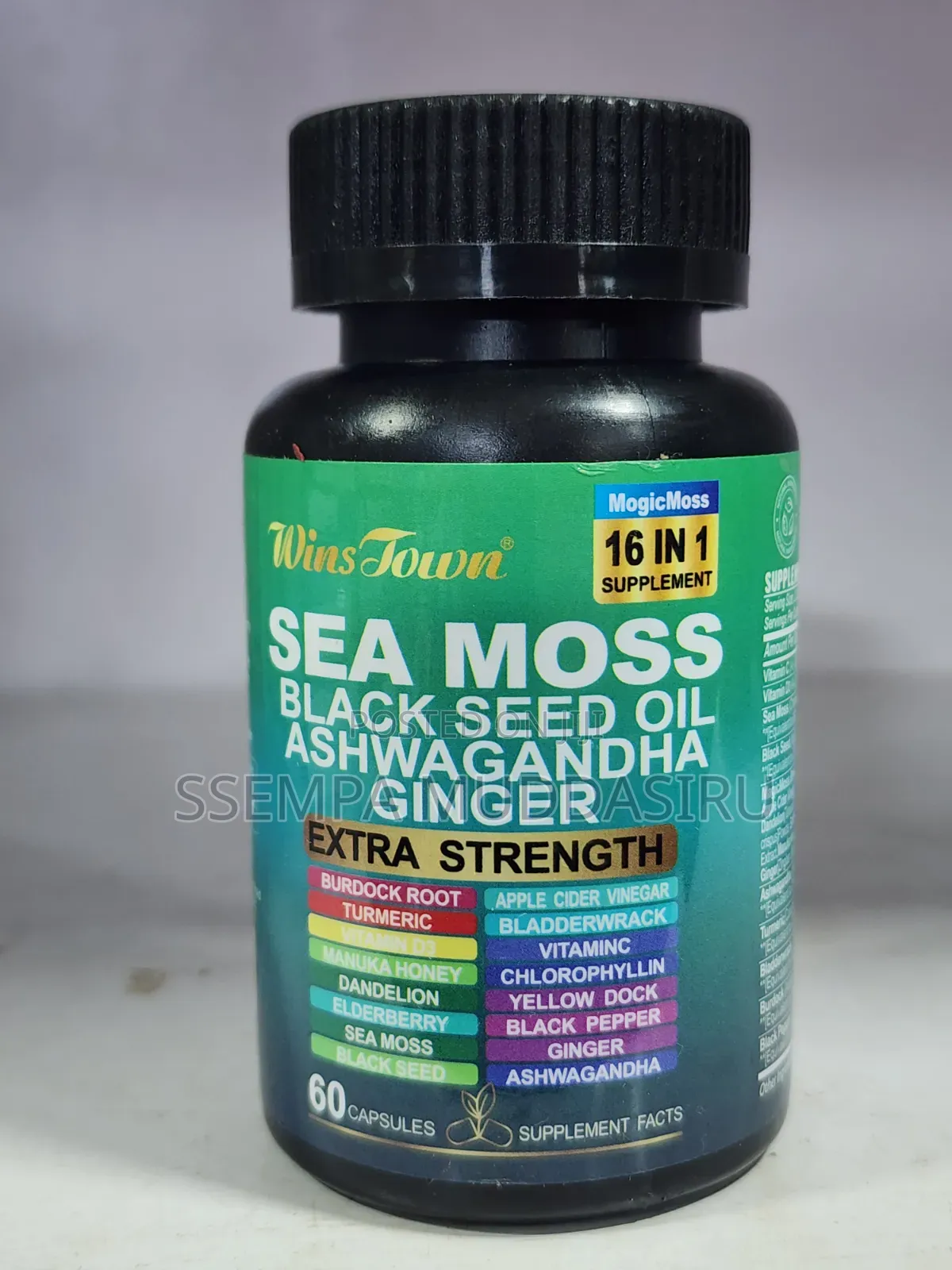 Sea Moss Black Seed Oil Ashwagandha Ginger,16 in 1,60 Capsules
