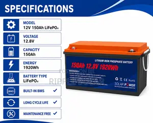 150Ah LiFePO4 Lithium Battery 1920Wh Solar Backup Battery 12V