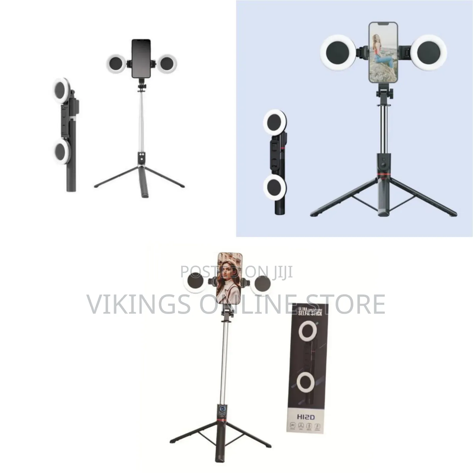 H12D Adjustable Wireless BT Compatible Telephone Tripod, With LED Ring