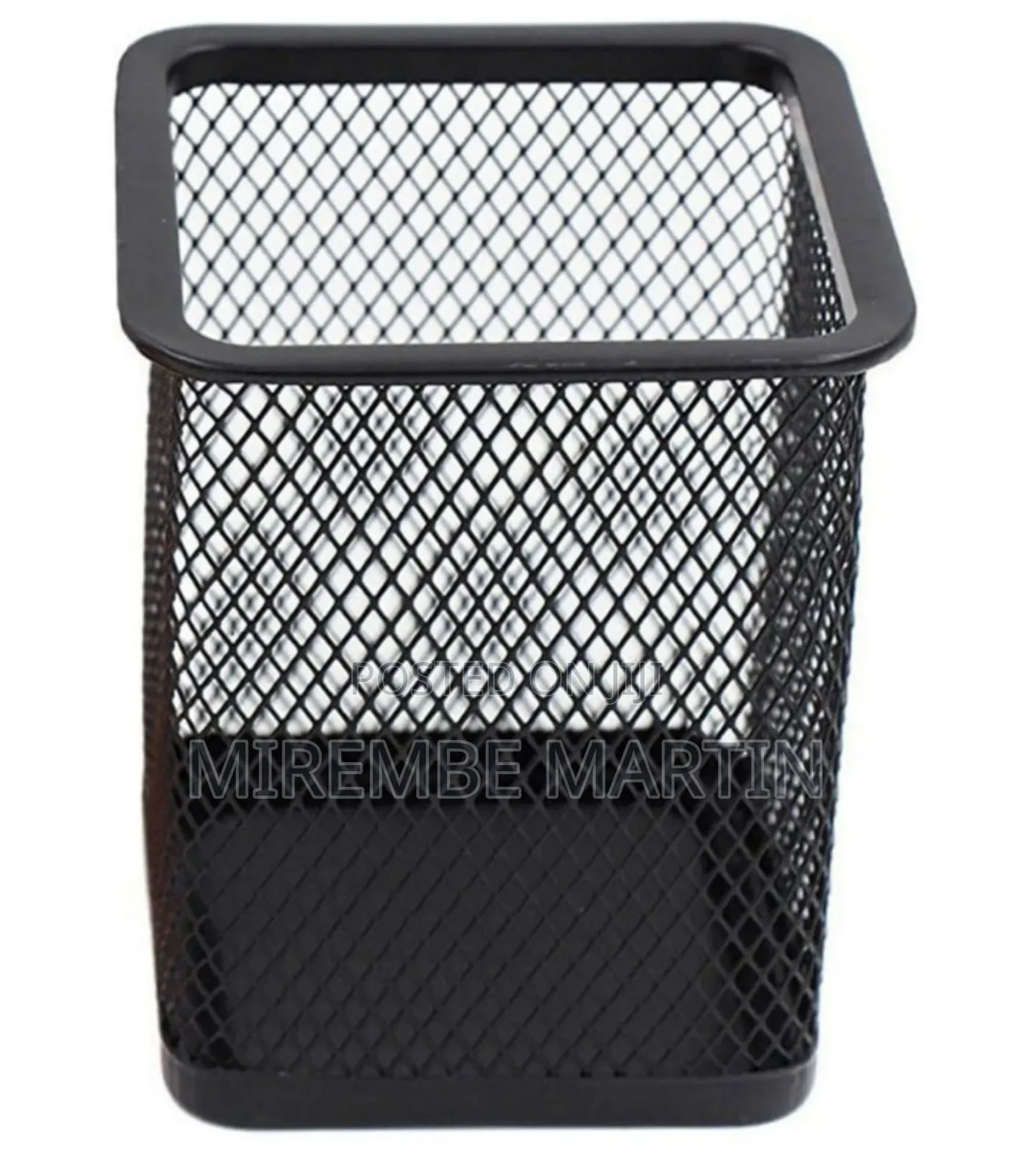 Metal Pen Pot Square Mesh Pencil Holder Container
