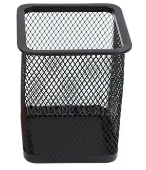 Metal Pen Pot Square Mesh Pencil Holder Container
