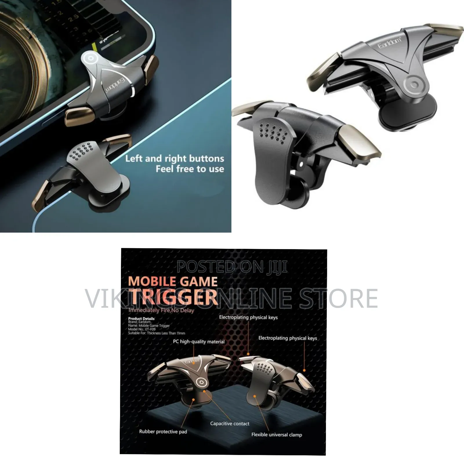 Earldom Ready to Use F09 One Pair Dual Fan Mobile Phone Gaming Trigger