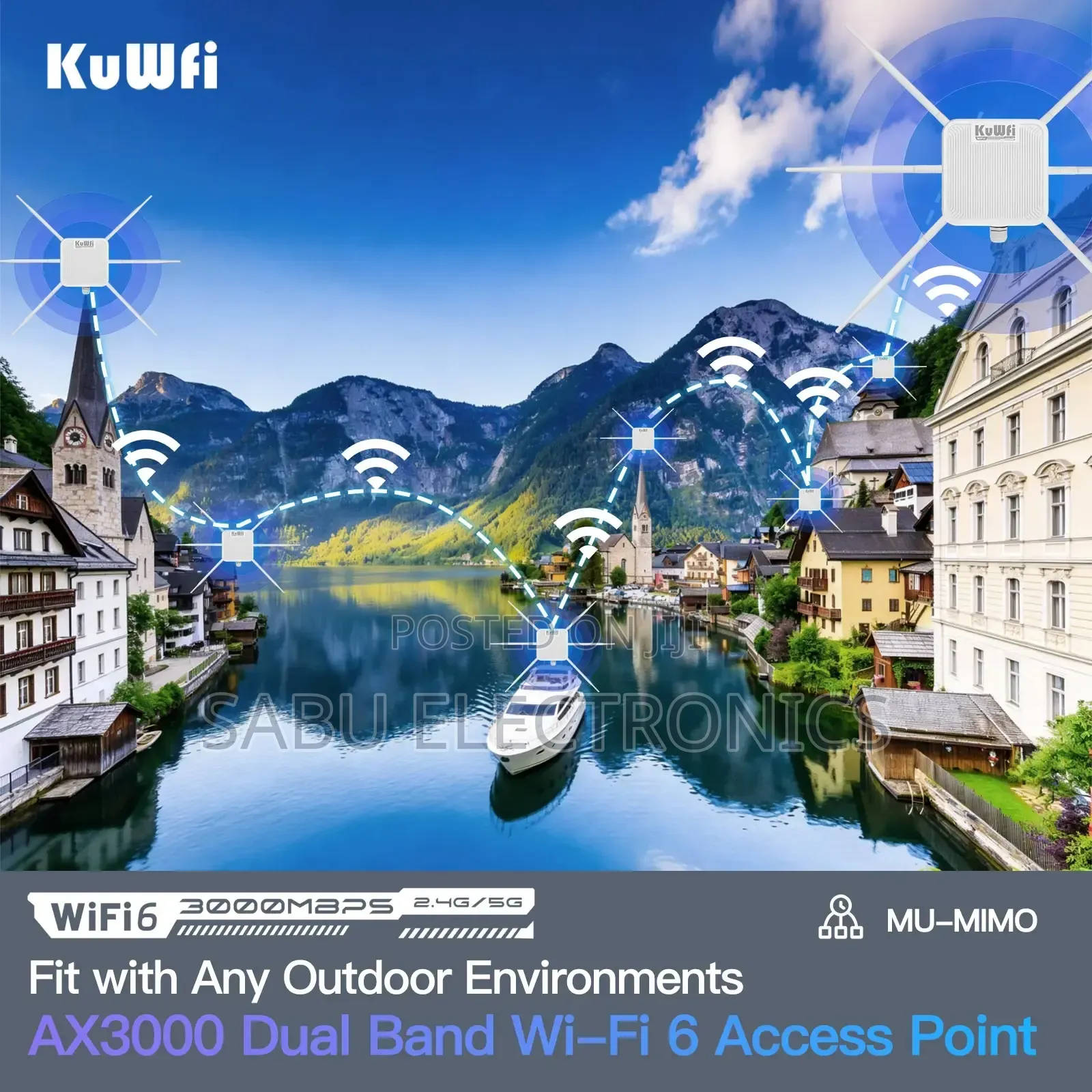KuWFi WiFi 6 AX3000 Dual-Band Outdoor Access Point –3000Mbps Gb Port