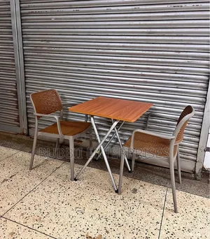 1 Folding Square Wooden Table + 2 VIP Plastic Chairs