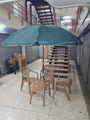 Outdoor Green Garden Umbrella With 4 Chairs Set Comb
