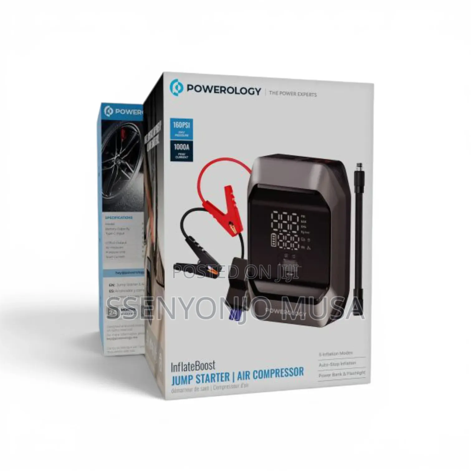 Powerology InflateBoost Jump Starter Air Compressor 10000mAh 160 PSI