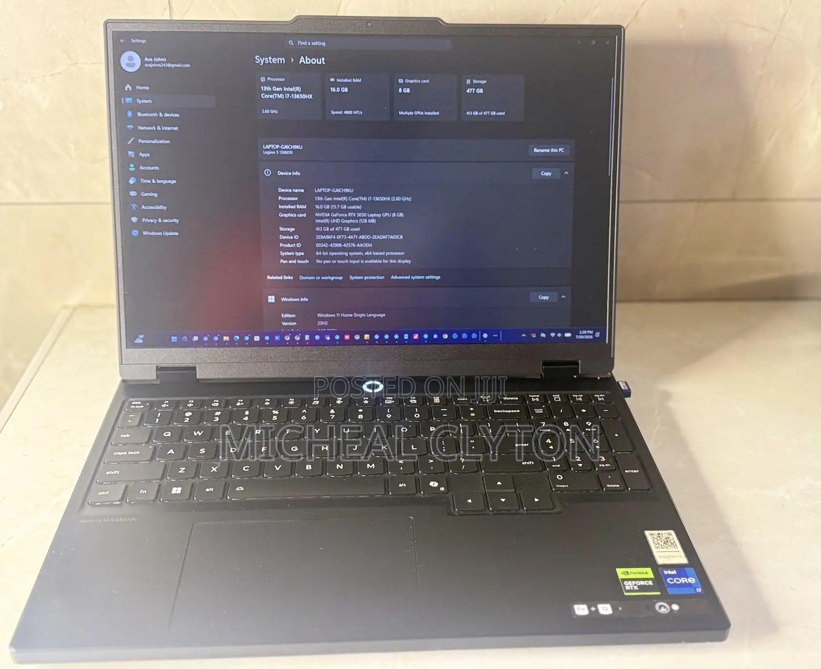 New Laptop Lenovo Legion 7 16GB Intel SSD 512GB
