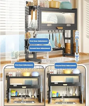 Over the Sink Dish Drying Rack With Top Cabinet