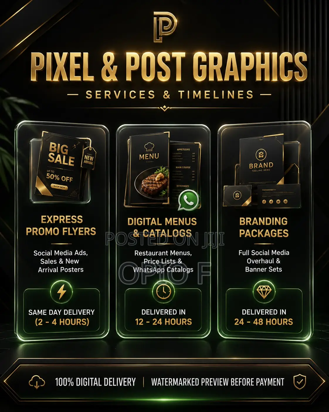 Graphic Design - Social Media Flyers, Price Lists Menus