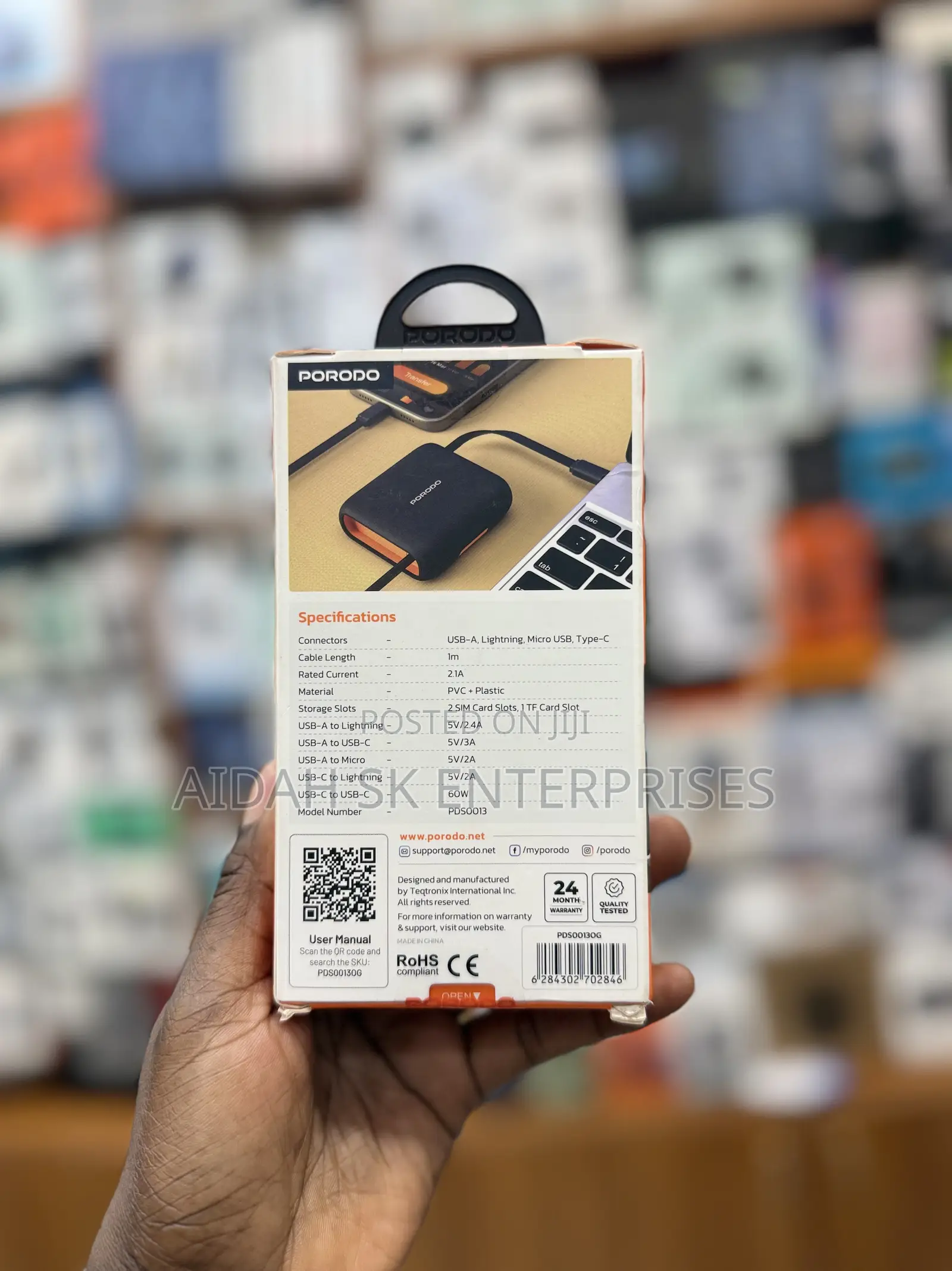 Porodo 6-in-1 Multi-Functional Travel Data Cable Set