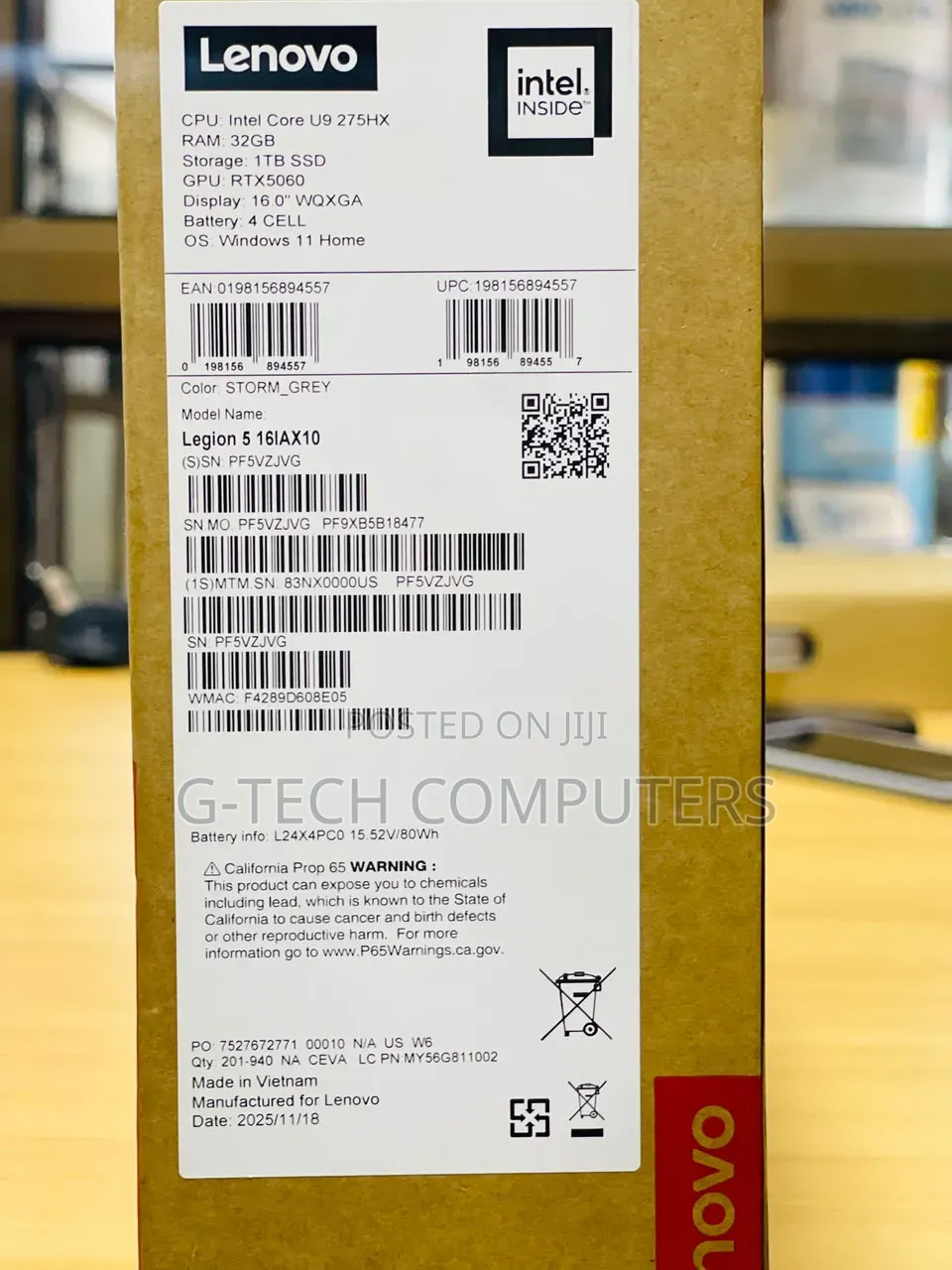 New Laptop Lenovo Legion 5i 32GB Intel Core Ultra 9 SSD 1T