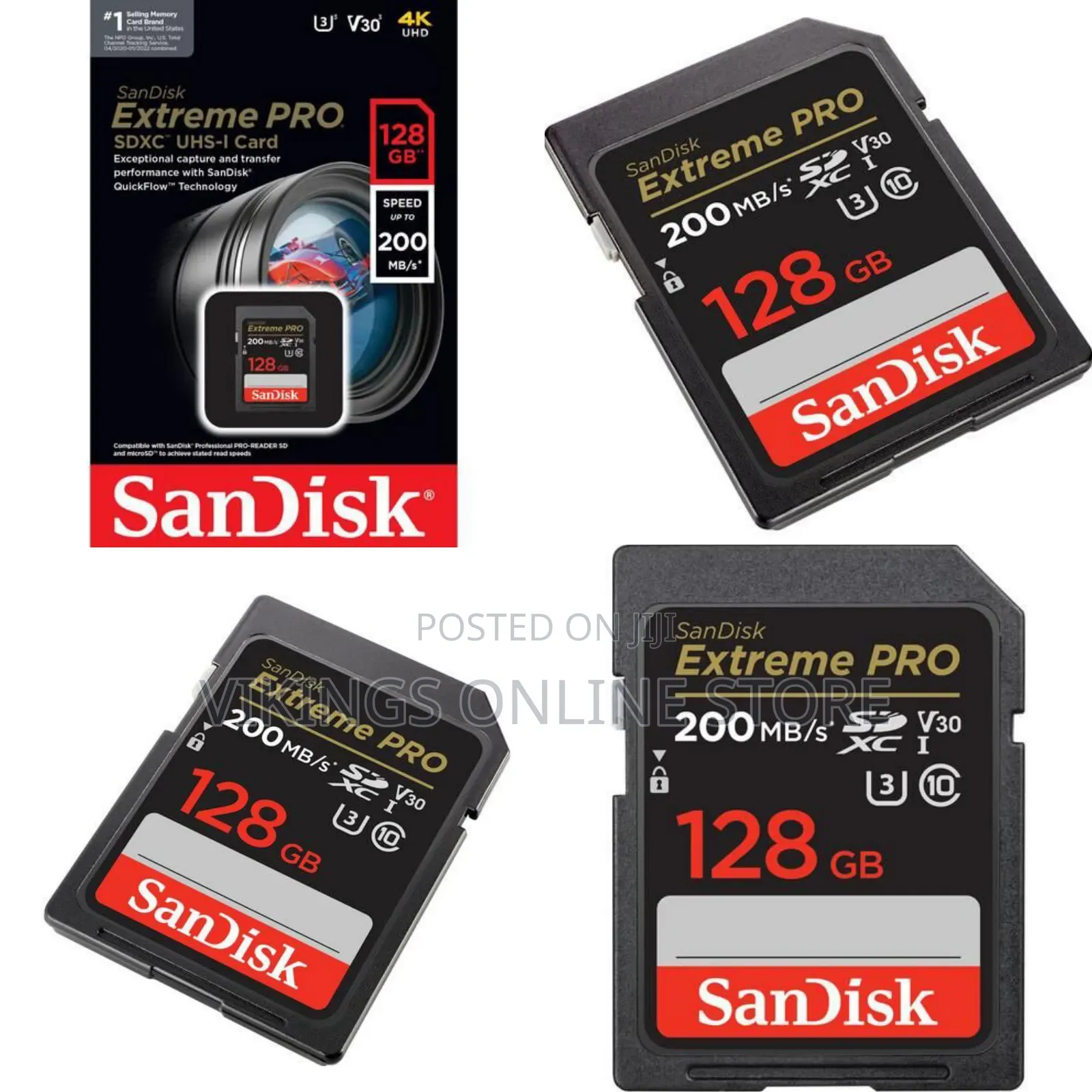 Sandisk 128gb Extreme Pro Uhs-I SDXC Memory Card C10, U3, V30,