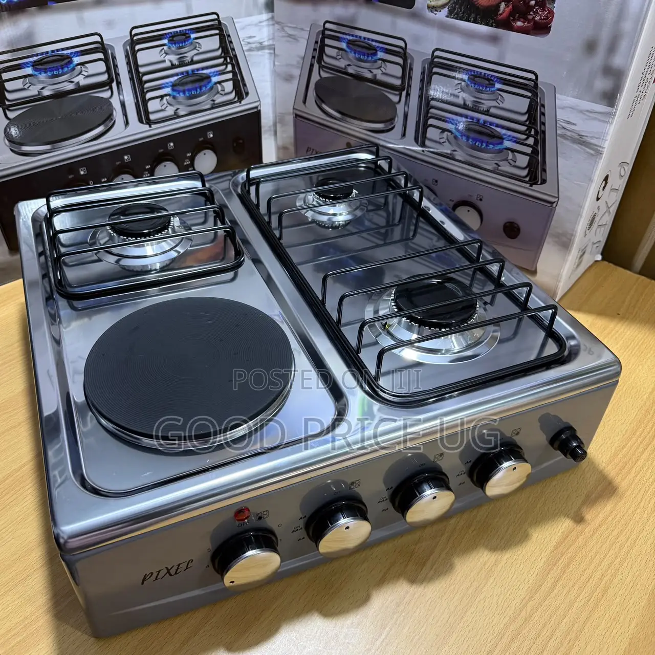 Pixel Hybrid Cooktop 3 Gas Burners and 1 Electric Hot Plate