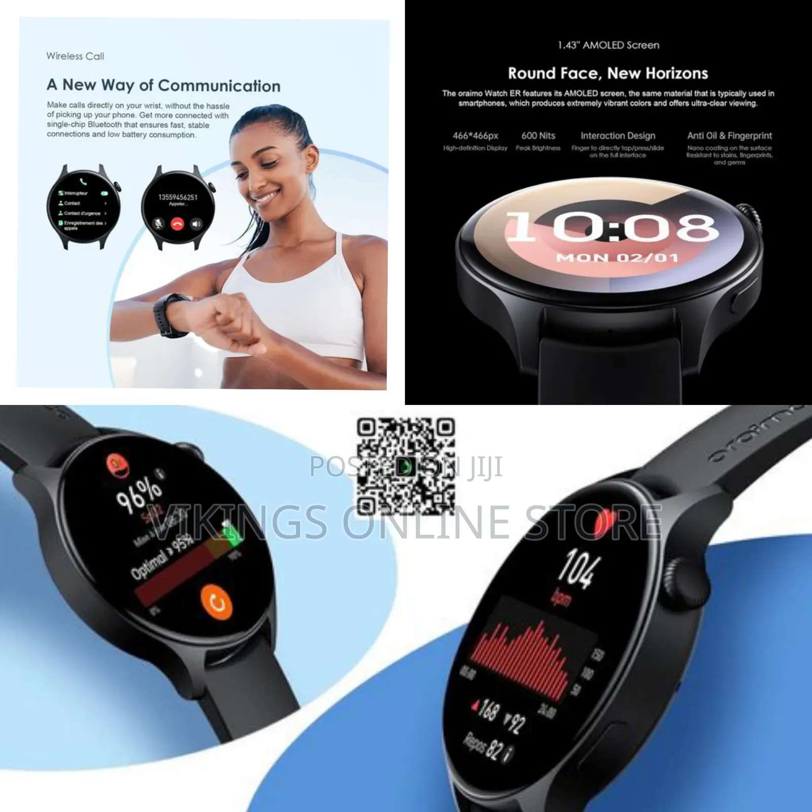 Oraimo ER- OSW42 Smart Watch 1.43" Amoled IP68 Smart Watch