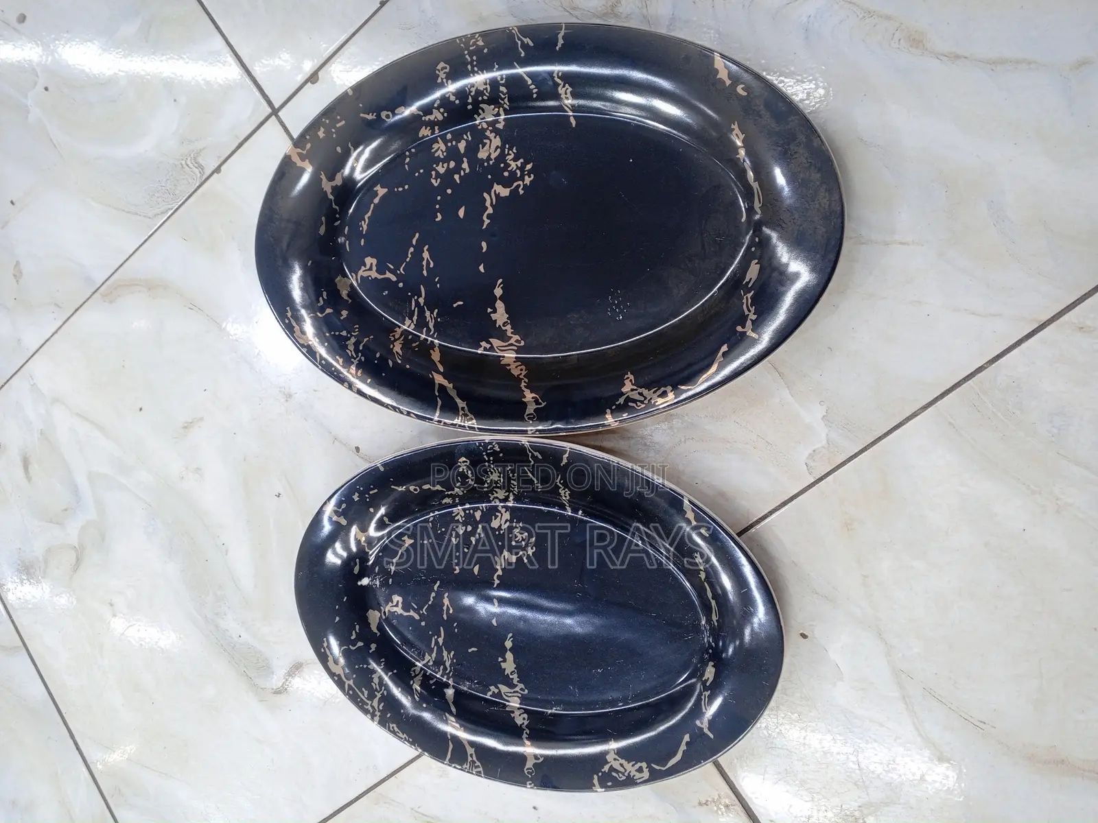 6pcs Marble Pattern Oval Ceramic Plates