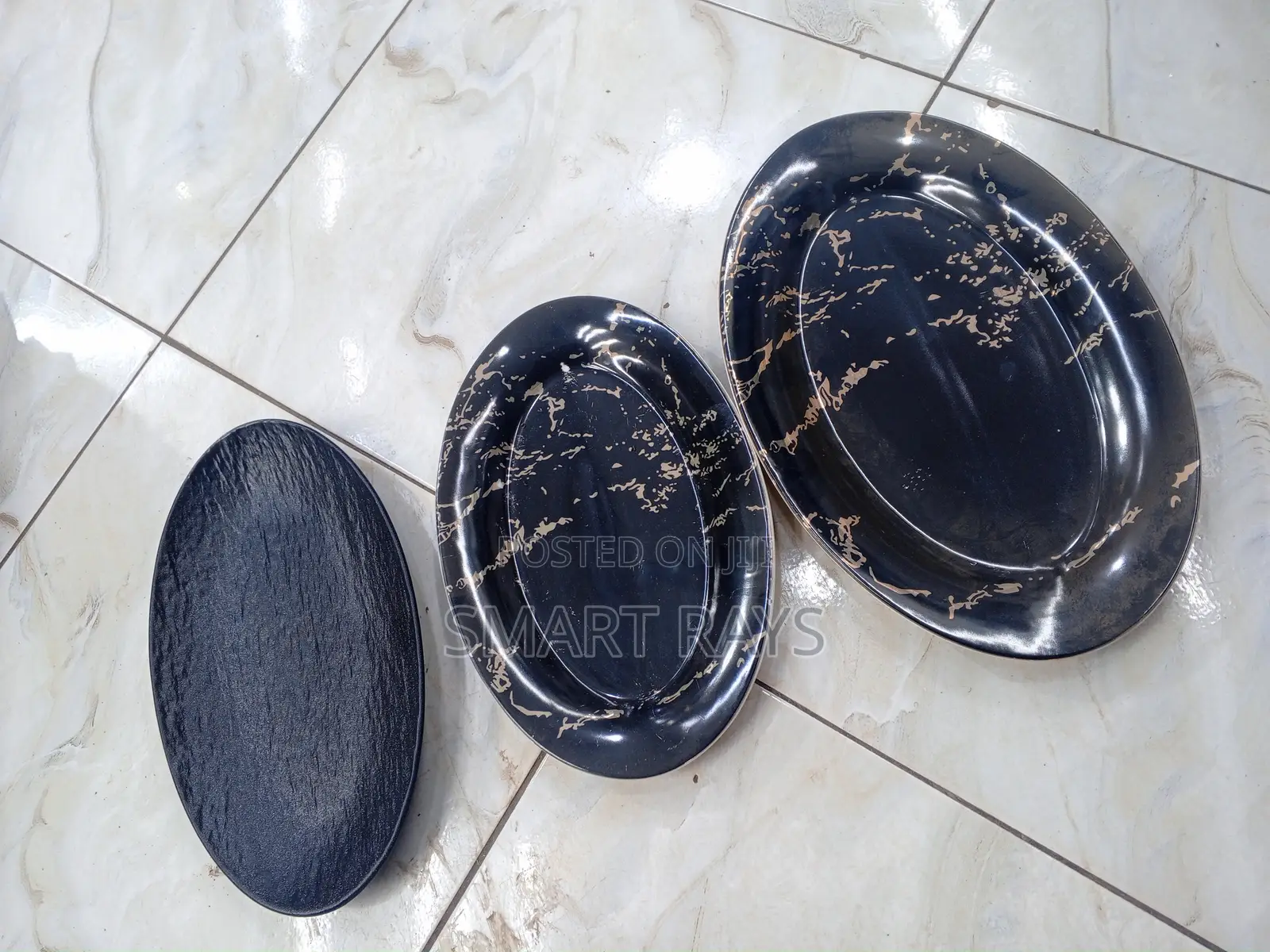 6pcs Marble Pattern Oval Ceramic Plates