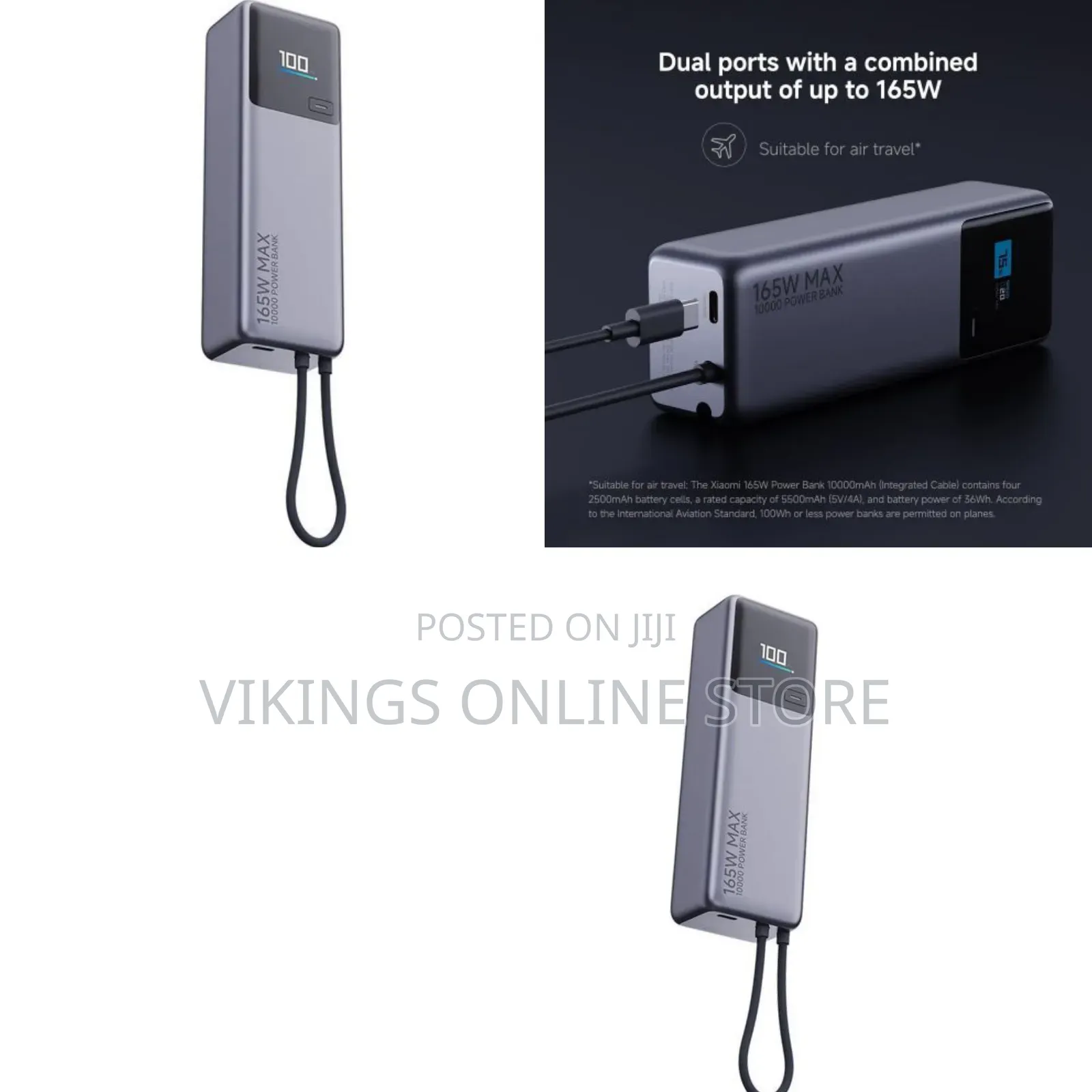 Porodo 165W Power Bank 10000mAh - Integrated USB-C Integrated Cable