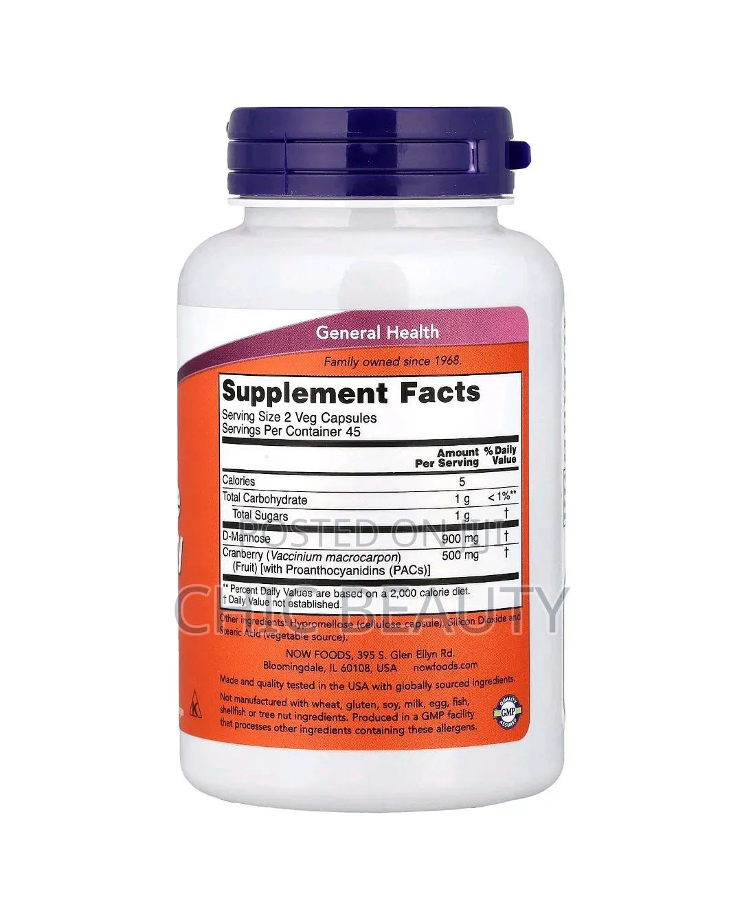Now Mannose Cranberry Urinary Tract Health Dual Action Formula 90 Caps