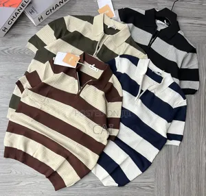 Zebras Branded Striped Knit Polo Shirts
