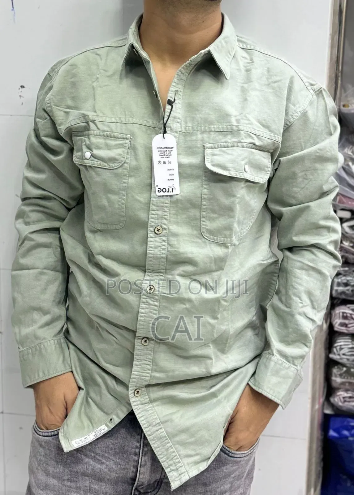 Versatile Long-Sleeve Denim Shirt. Double Pockets