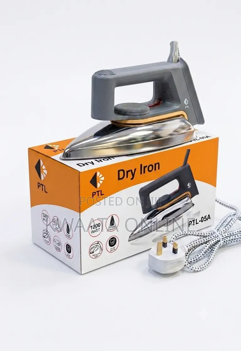 PTL 1200W Flat Dry Iron – Fast Heating With Non-Stick Soleplate