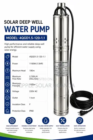 1100w AC Borehole Water Pump 190m Head 2700l/H Deep Well