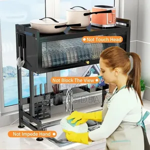 Dust-Proof Over-the-Sink Dish Drying Rack With Cabinet Door