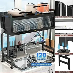 Dust-Proof Over-the-Sink Dish Drying Rack With Cabinet Door