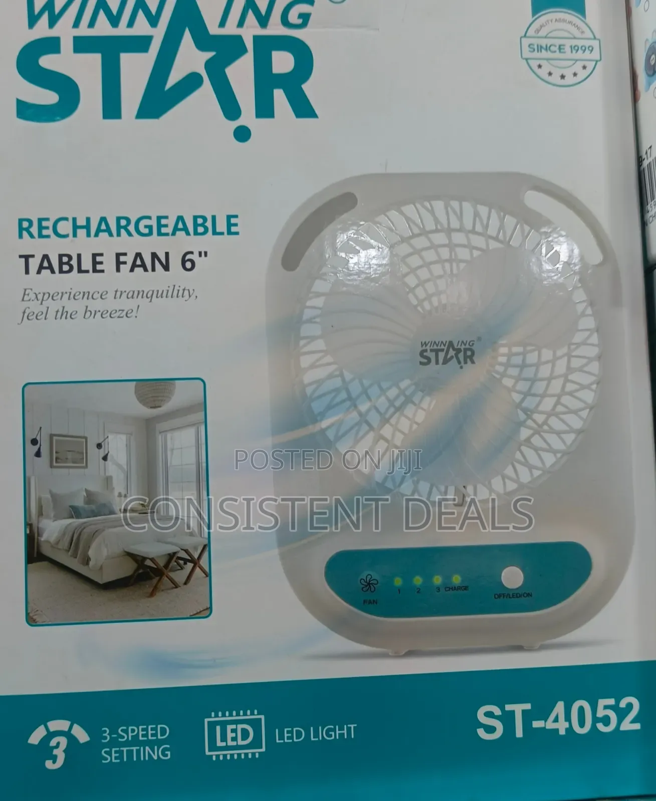 Winning Star ST-4052 Is a 6-Inch Rechargeable Table Fan