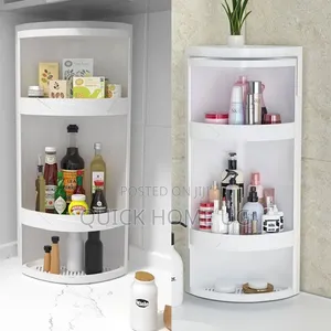 3-Tire Rotating Bathroom Corner Organizer, Multi-Functional Kitchen