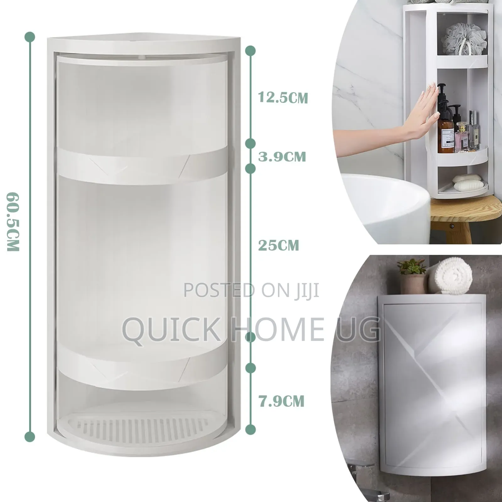 3-Tire Rotating Bathroom Corner Organizer, Multi-Functional Kitchen